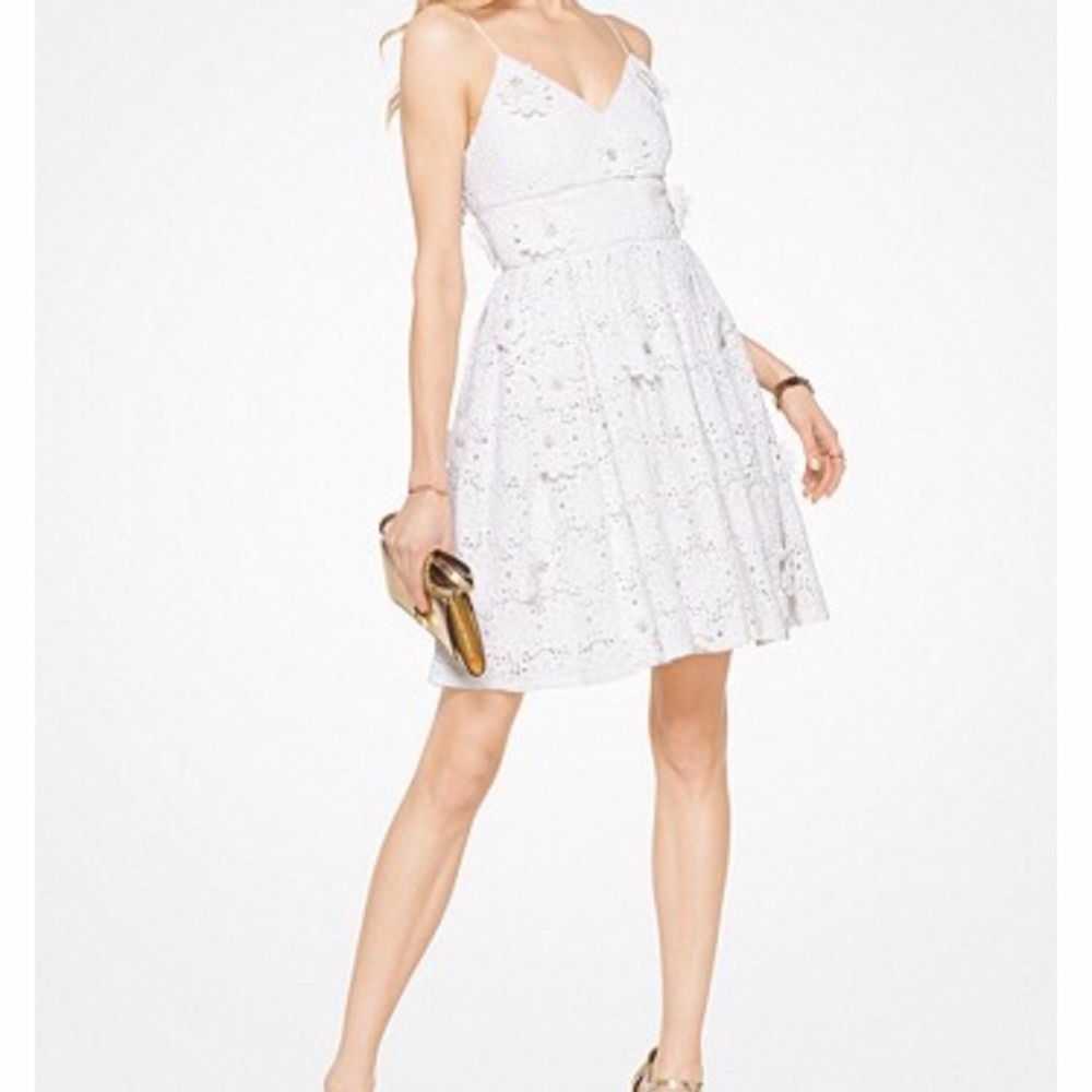 ***- Michael kors floral appliqué lace cotton dress